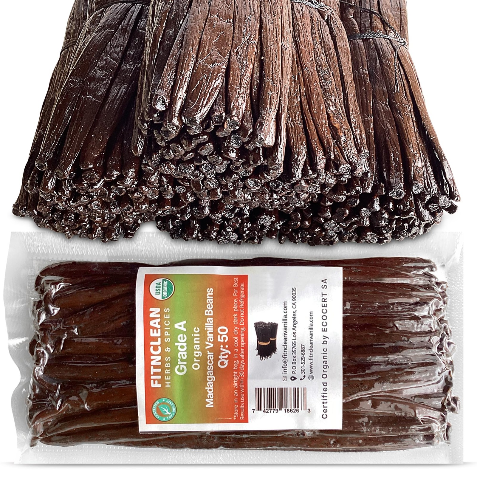 50 Organic Grade A Madagascar Vanilla Beans. Certified 50 Count (Pack of 1)
