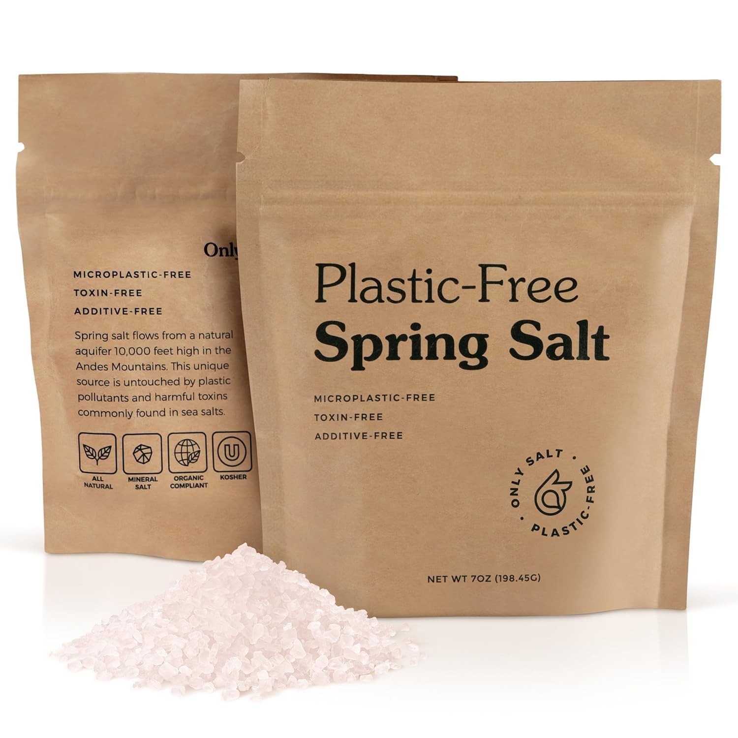 Ancient Spring Salt – Organic, Natural – Microplastic & Toxin Free – 7oz Pouch