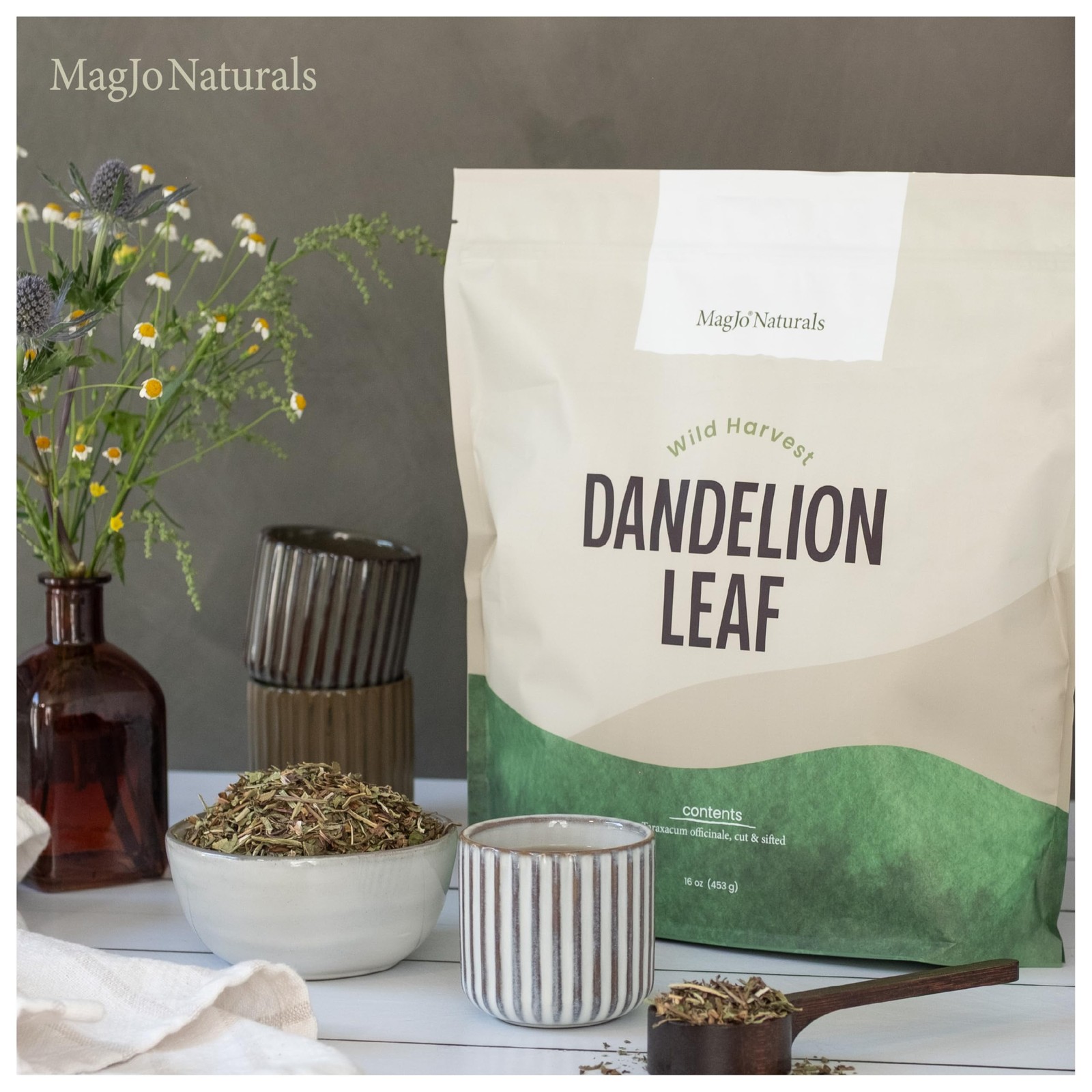 MagJo Naturals Wild-Harvest Dandelion Leaf (16 16 Ounce (Pack of 1), Green