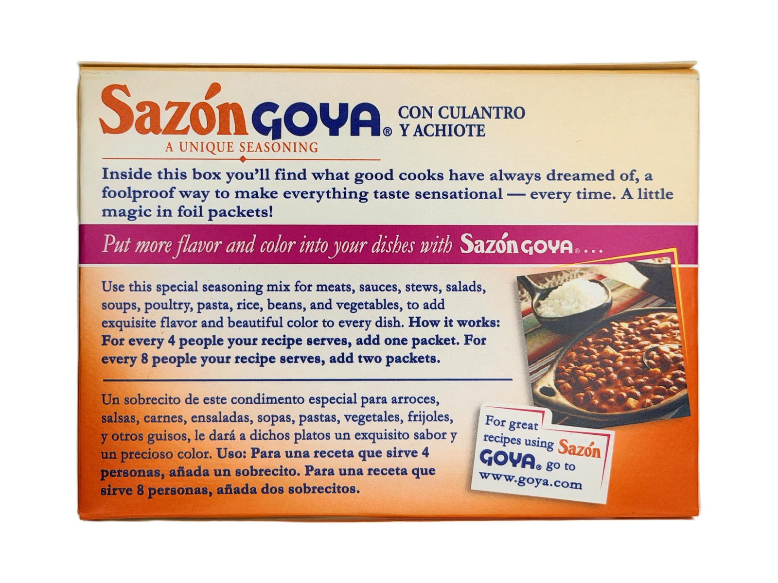 Goya Sazon Con Culantro Y Achiote – Seasoning Coriander & Annatto 1.41 oz 3 Pack