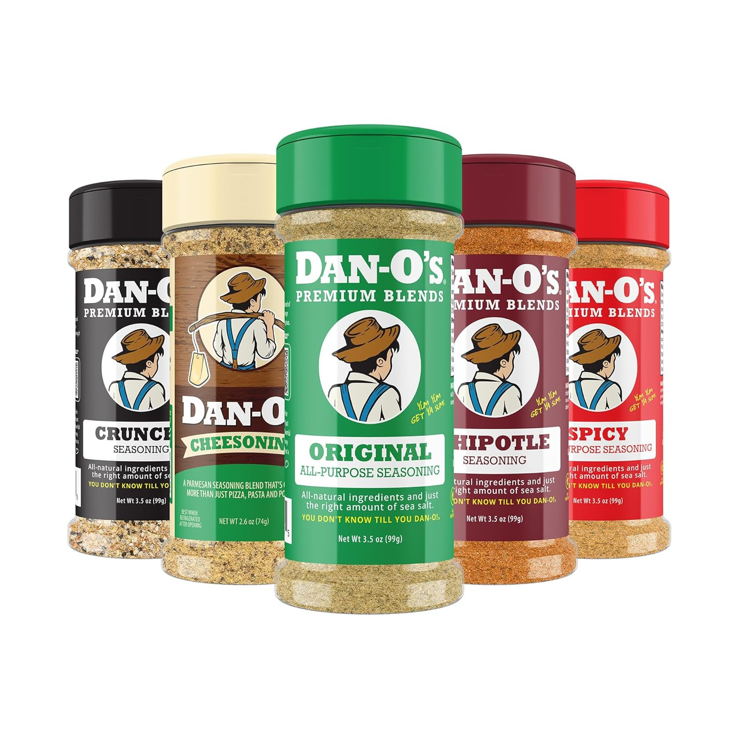 5 Bottle Seasoning Set, Small Bottles, 5 Pack, Includes Original, Spicy, Chipotl