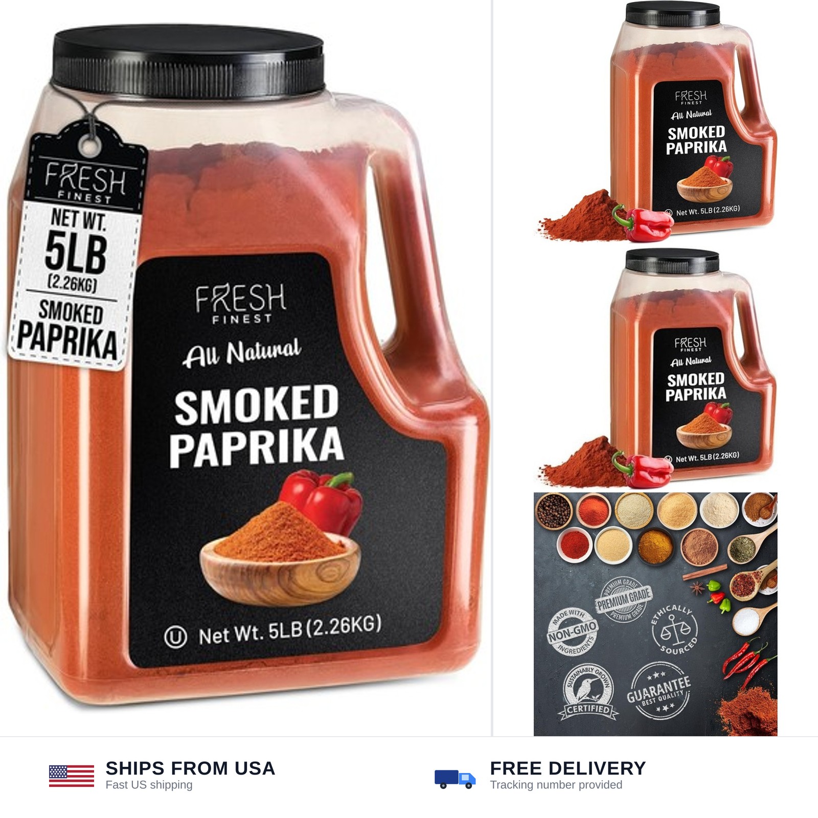 Fresh Finest Smoked Paprika Bulk 5 LB – Premium Ground Seasoning, Freshly Pac…