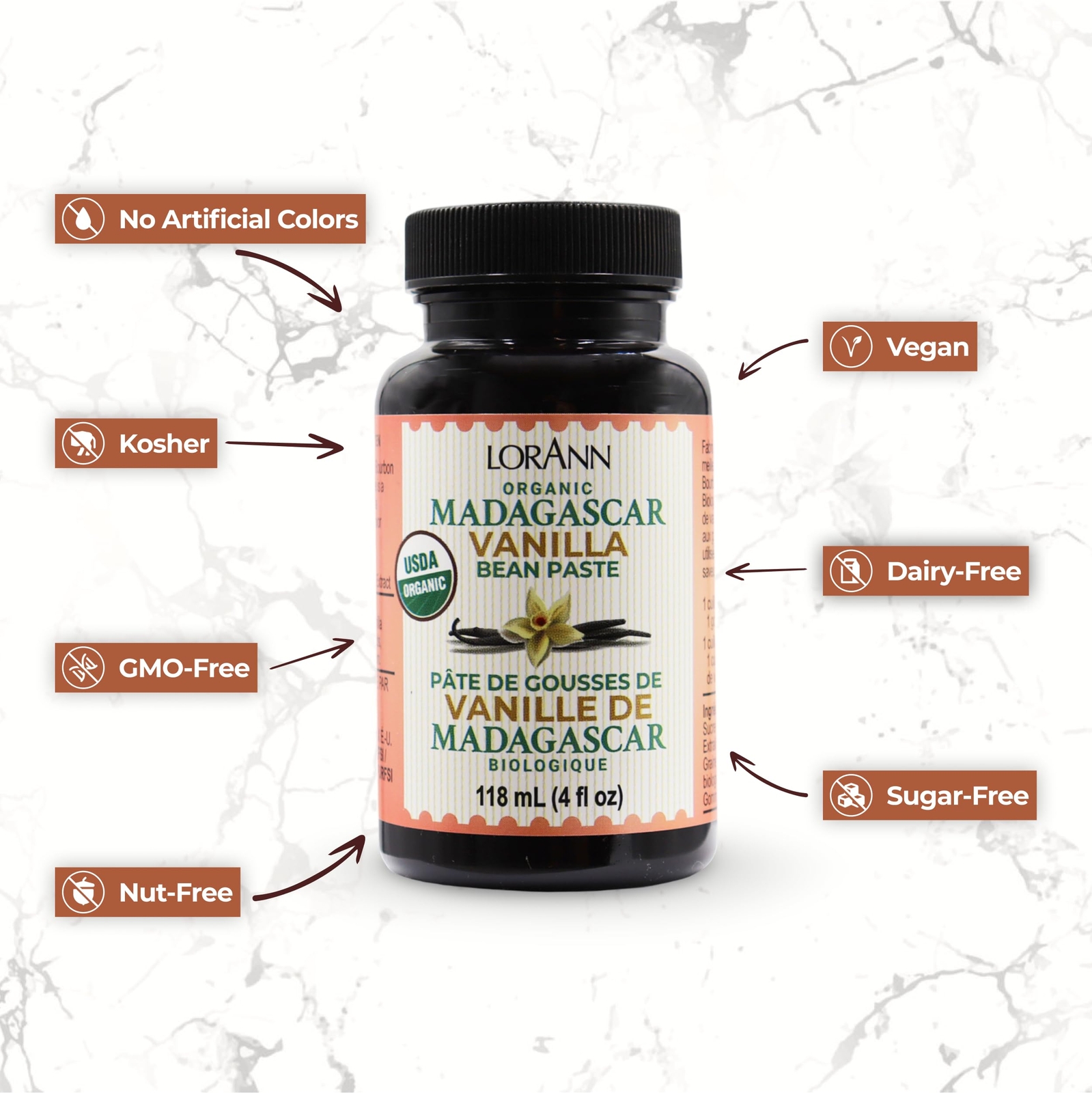Natural Vanilla Bean Paste 4 Fl Oz Concentrated Flavor for Baking Cooking