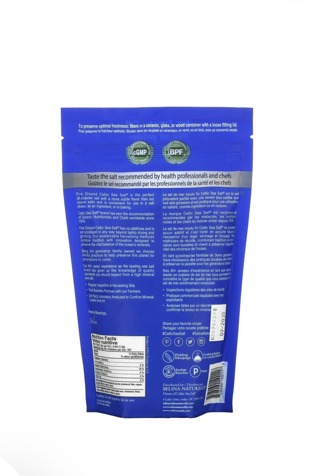 CELTIC SEA SALT Fine Ground 1/2 LB Bag! Gluten Free, Kosher Certified