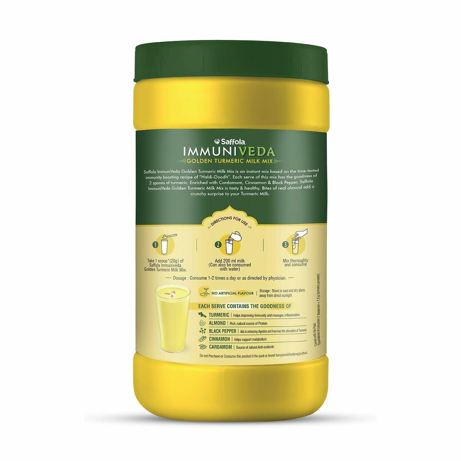 Saffola Immuniveda Golden Turmeric Milk Mix 400gm Healthy Drink for Kids & Adult