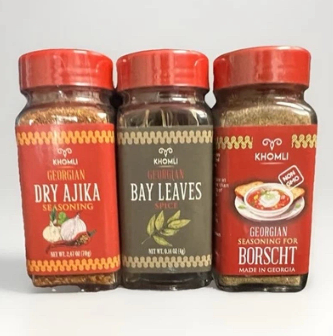 Dry Ajika Borscht Seasoning & Bay Leaf Seasoning Bundle Khomli Non GMO