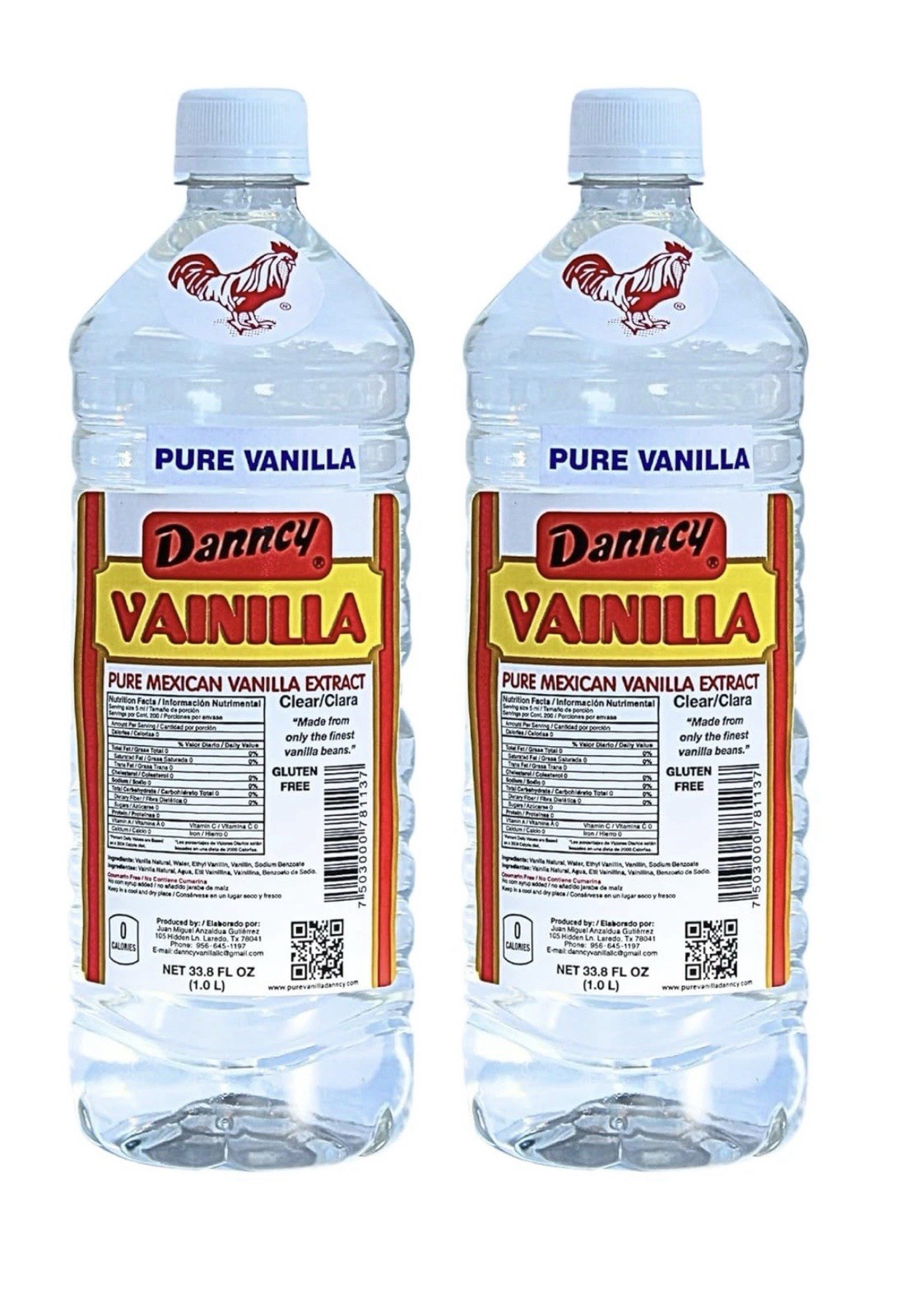 Danncy Vanilla Clear 33.8 Fl Oz (1L) 2 Pack – Authentic Mexican Vanilla Flavor