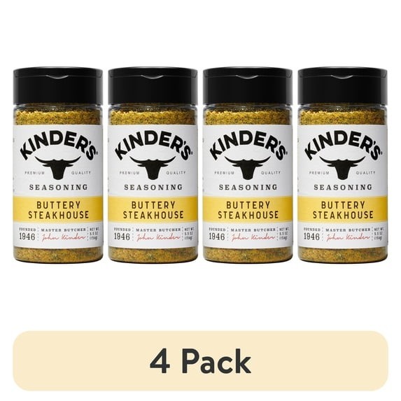 Kinders Buttery Steakhouse Seasoning 5.5 oz Butter Flavor BBQ Rub 4 Pack