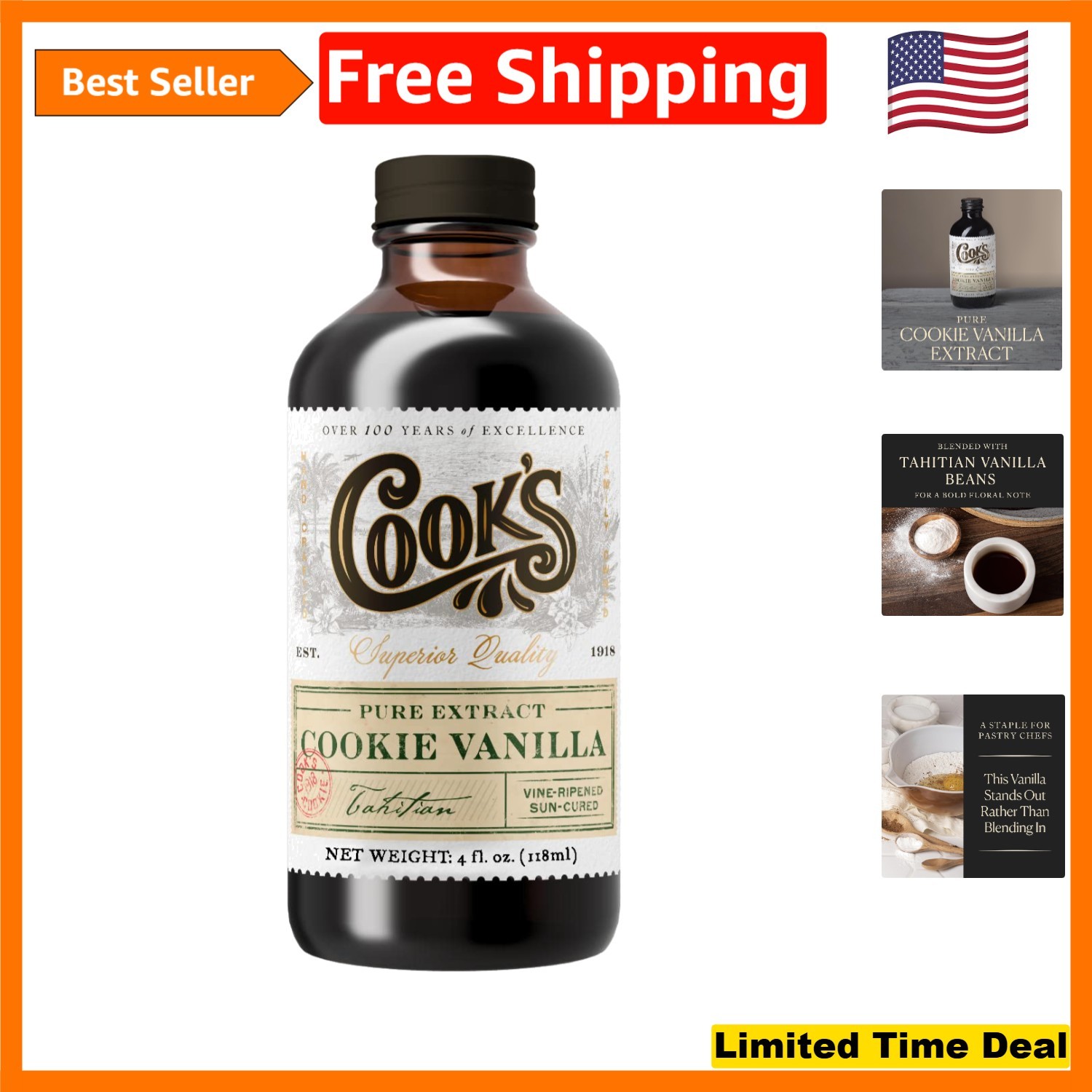 Choice Pure Cookie Vanilla Extract – Quality for All Baking Needs, 4oz