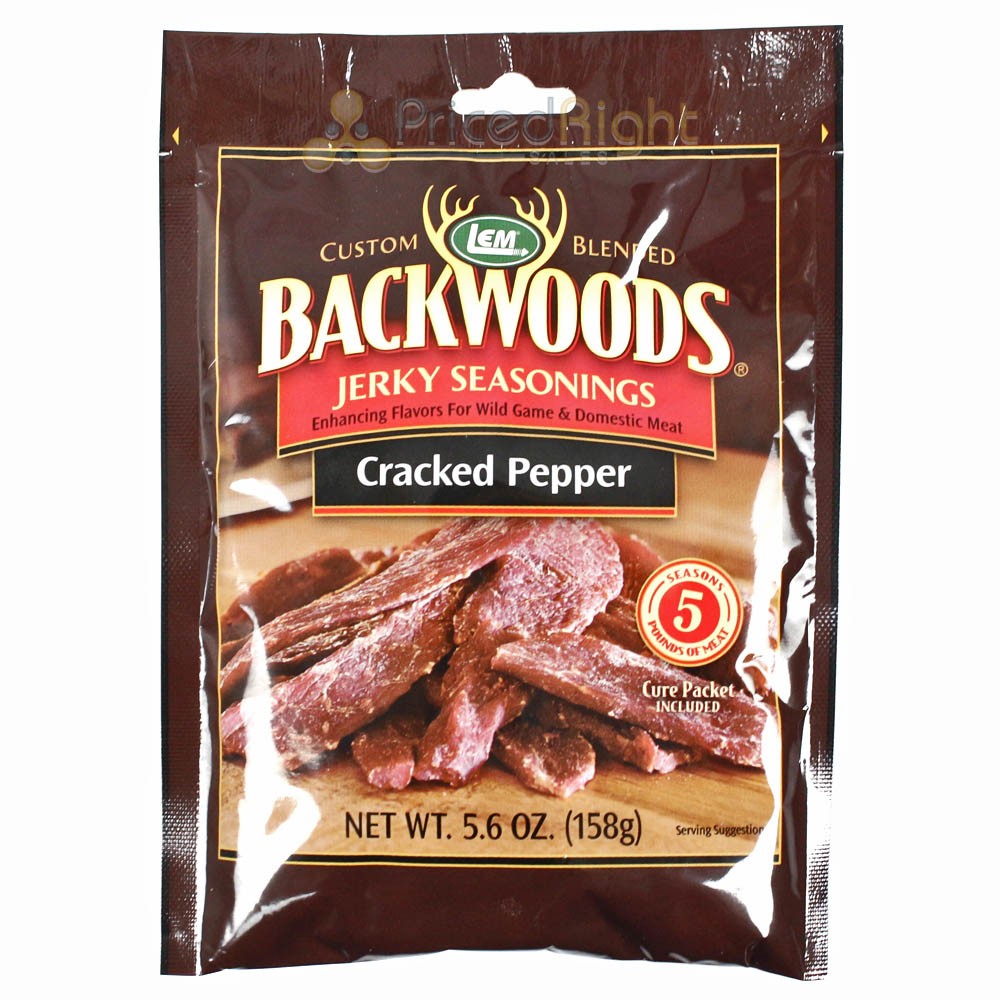 LEM 5.6 oz Backwoods Cracked Pepper Jerky Seasonings Bag for 5 lbs of Meat 9024
