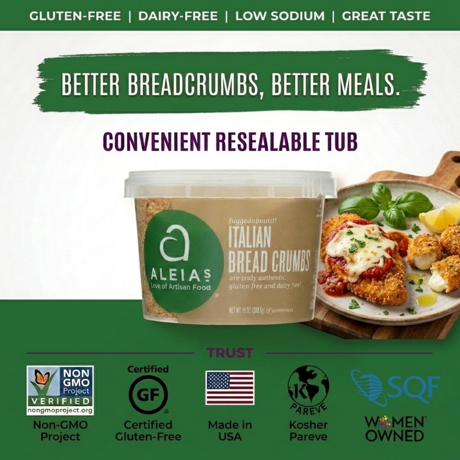 ALEIAS GLUTEN FREE BAKERY Italian Bread Crumbs, 13 OZ 13 Ounce (Pack of 1)