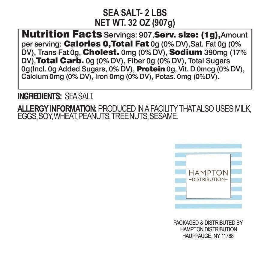 Pure Sea Salt, 2 Pound Resealable Bag, All-Natural, Perfect for Cooking,…
