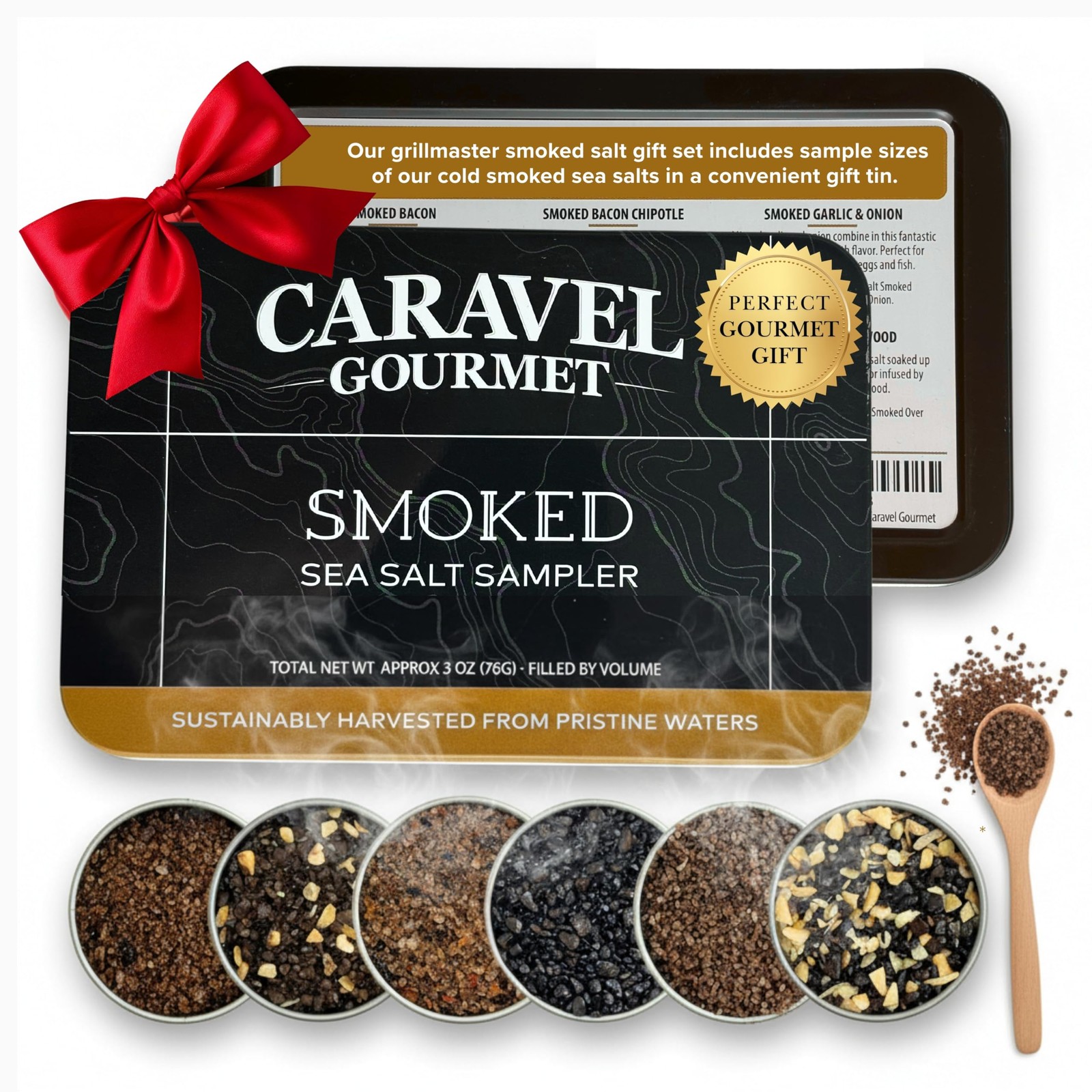 Smoked Sea Salt Sampler Set – 6-Flavor Grilling & Cooking Salts Bundle, 0.5 o…
