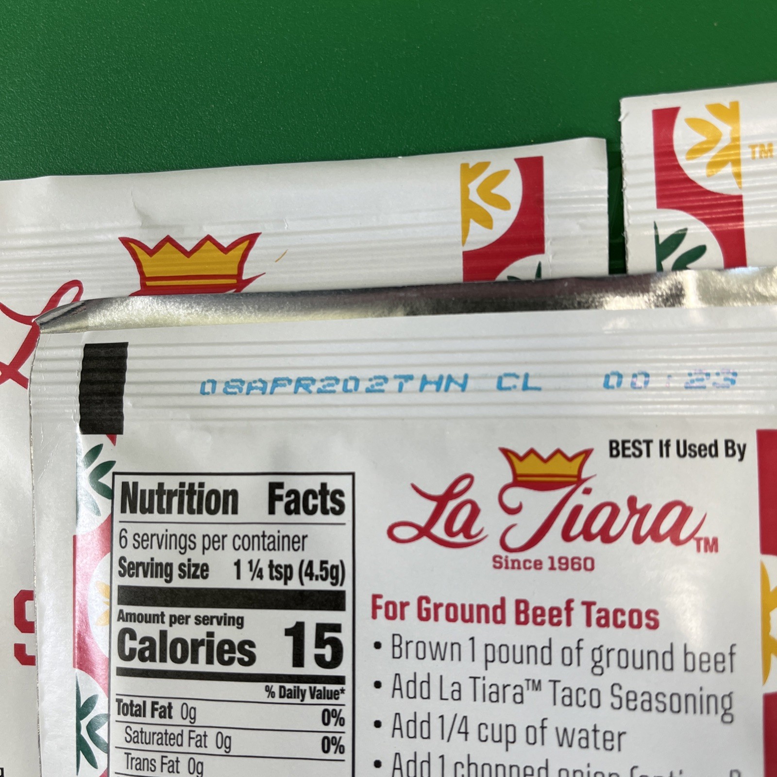 5 Packs La Tiara Taco Seasoning Original Flavor 1oz Exp 04/27 New Production