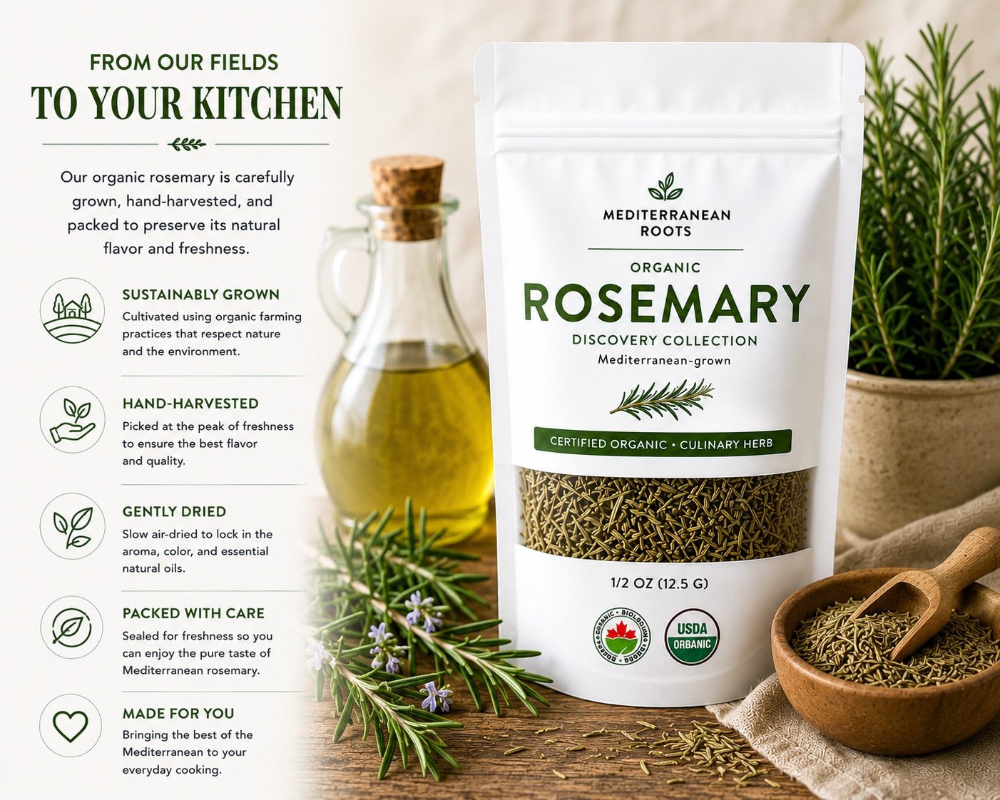 Organic Rosemary Leaves | Italian Herb | Roasting, Potatoes, Meat & Herbal Infus
