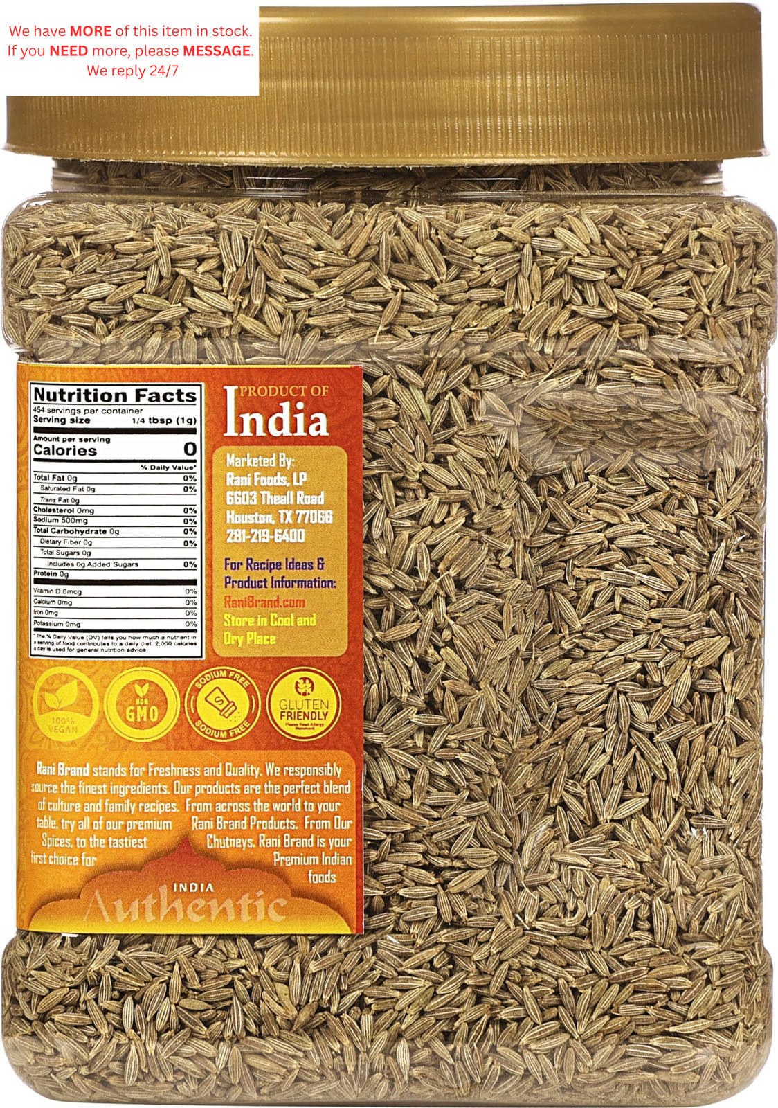 Cumin Seeds Whole (Jeera) Spice 16oz (1lb) 454g PET 1 Pound (Pack of 1)