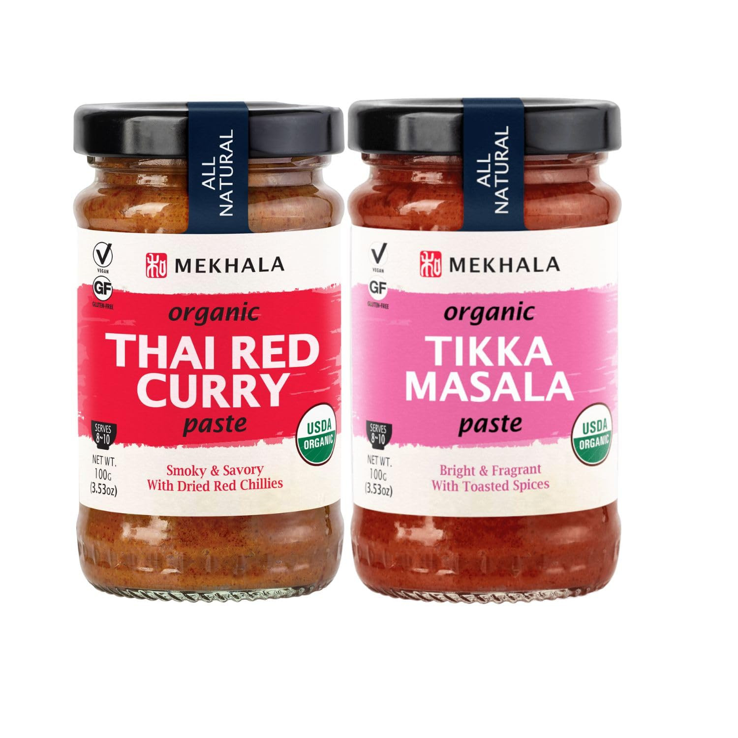 Organic Gluten-Free Thai Red Curry Paste (3.53Oz) and Tikka Masala Indian Cooki