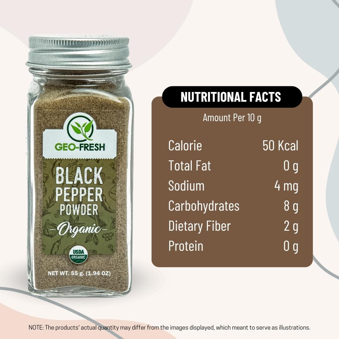 Organic Black Pepper – 1.94 oz Glass Jar – Black Pepper Ground – Certified – …