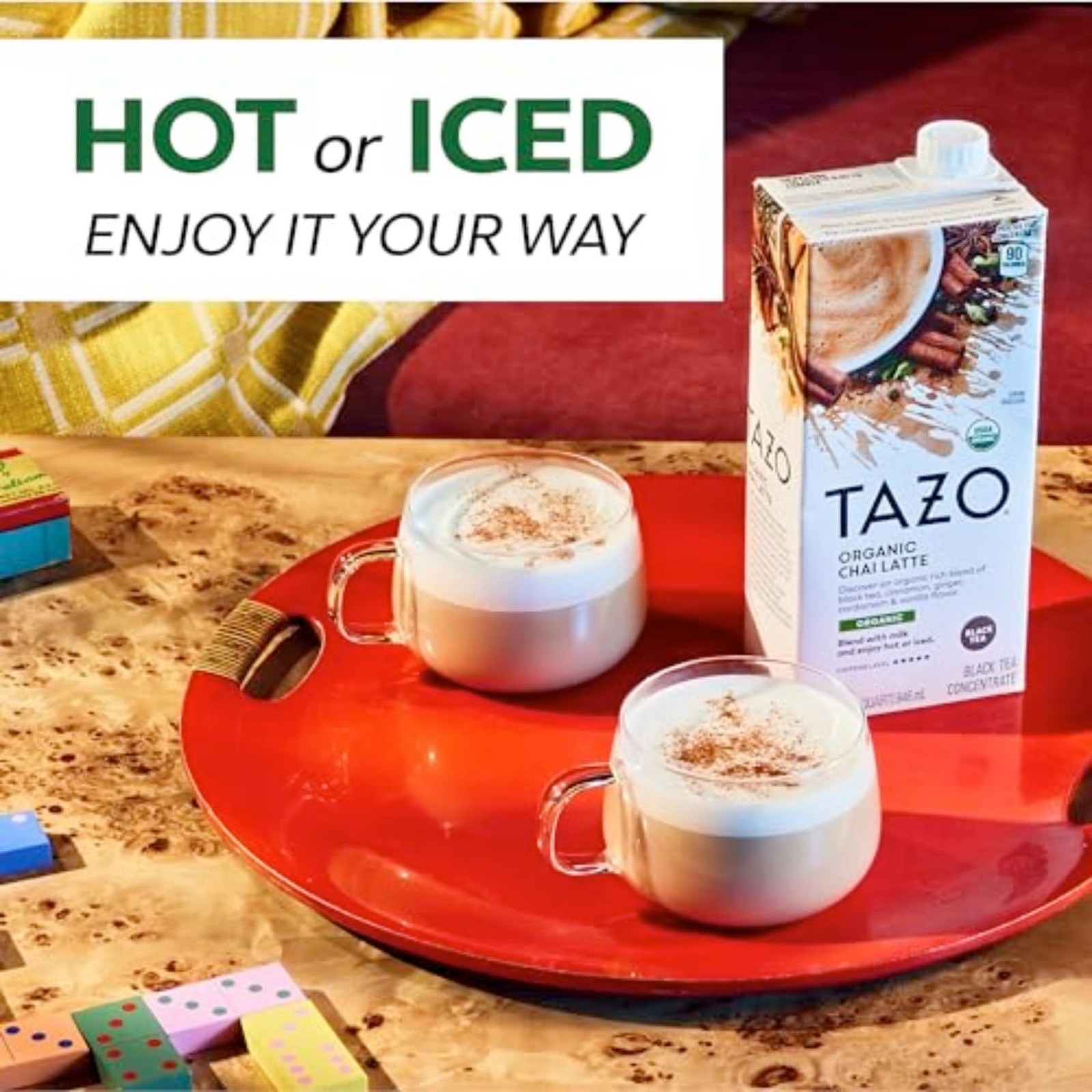 TAZO Organic Chai Latte Concentrate 32 oz Carton 2-Pack USDA Pack of 1