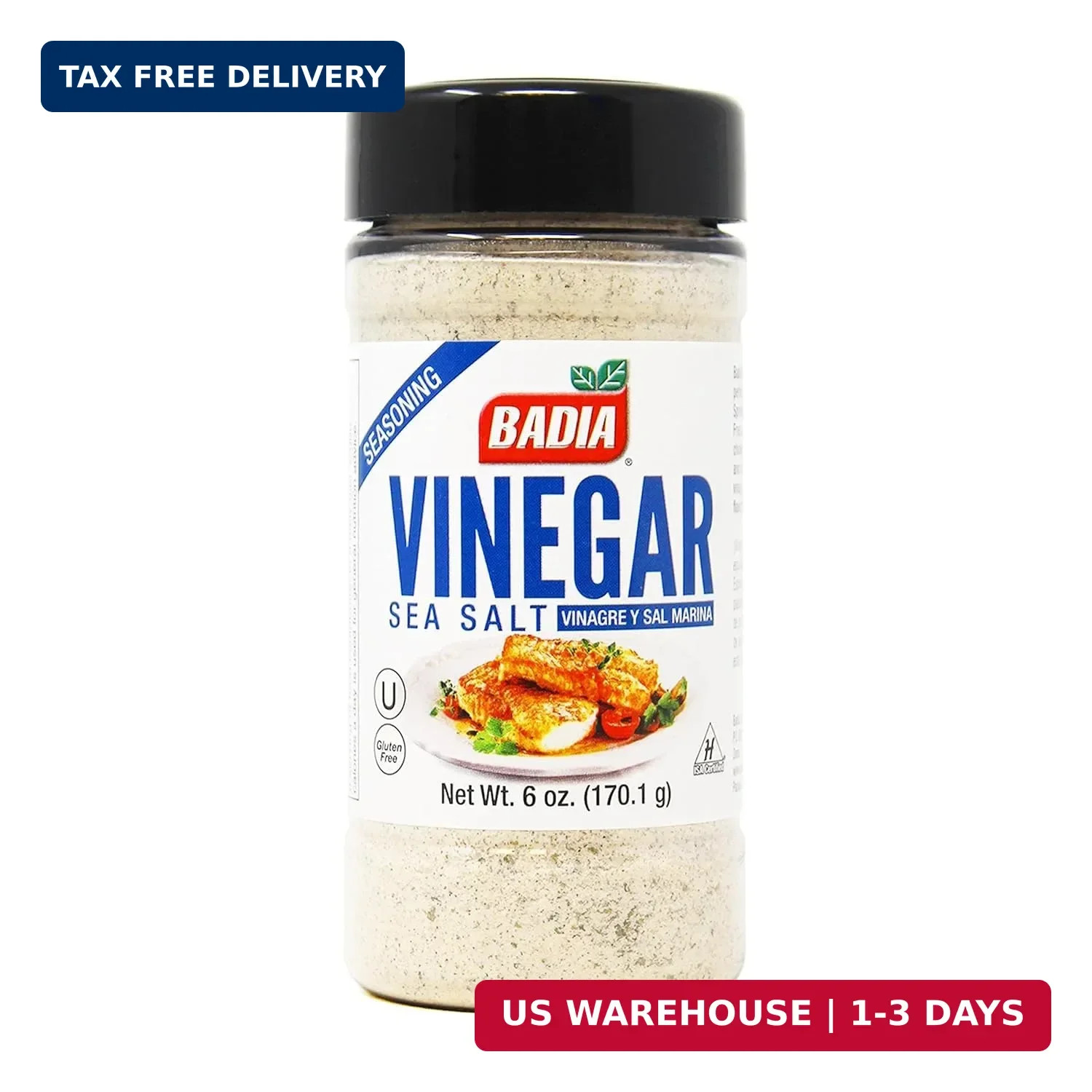 Badia Vinegar & Sea Salt Seasoning 6 oz – Tangy and 6 Ounce (Pack of 1)