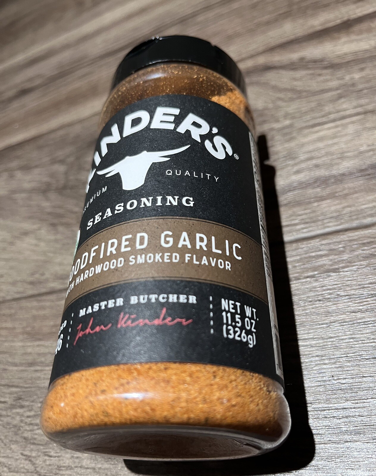Kinder’s Organic Woodfired Garlic Seasoning Hardwood Smoked 11.5 Oz Exp 7/2027