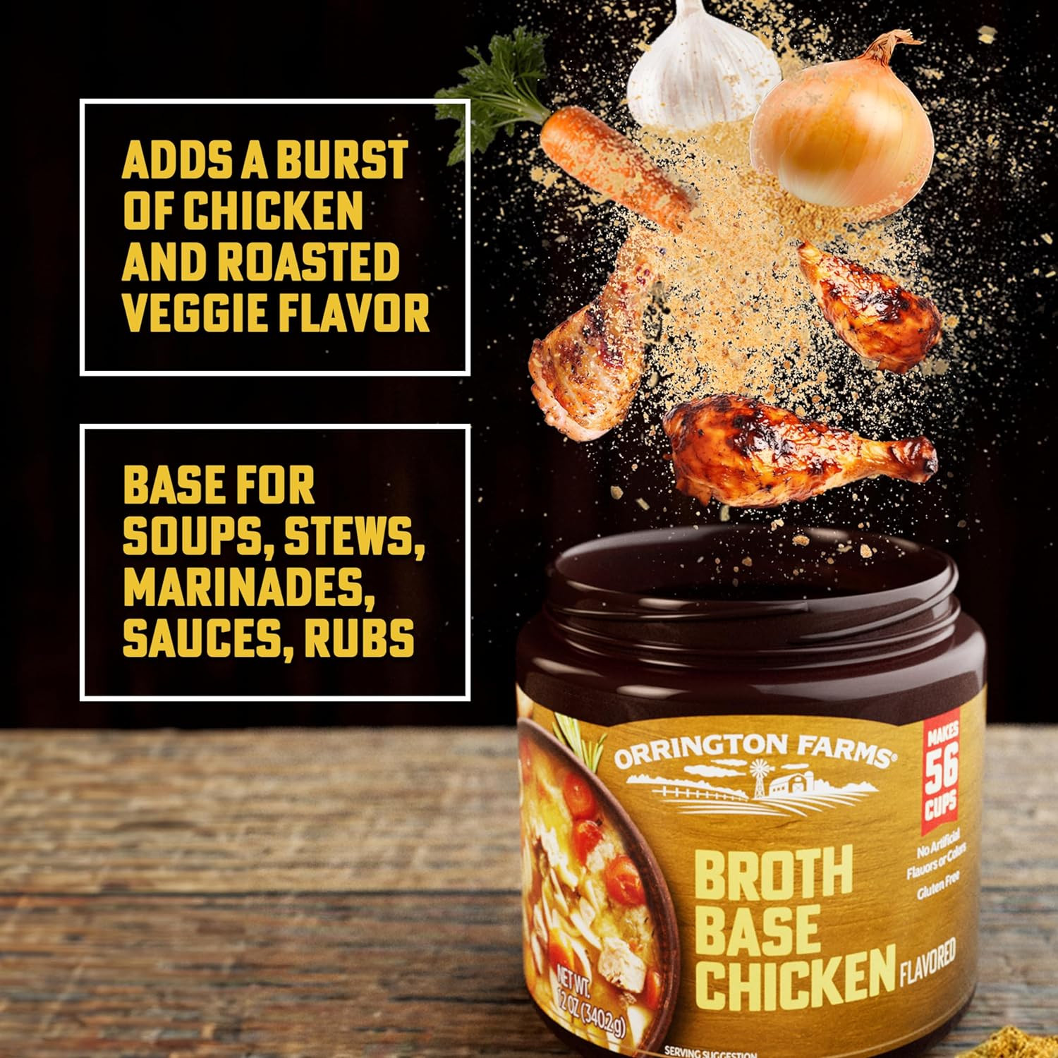 Chicken Broth Base Granulated Bouillon Powder Gluten Free 12 oz 6 Pack