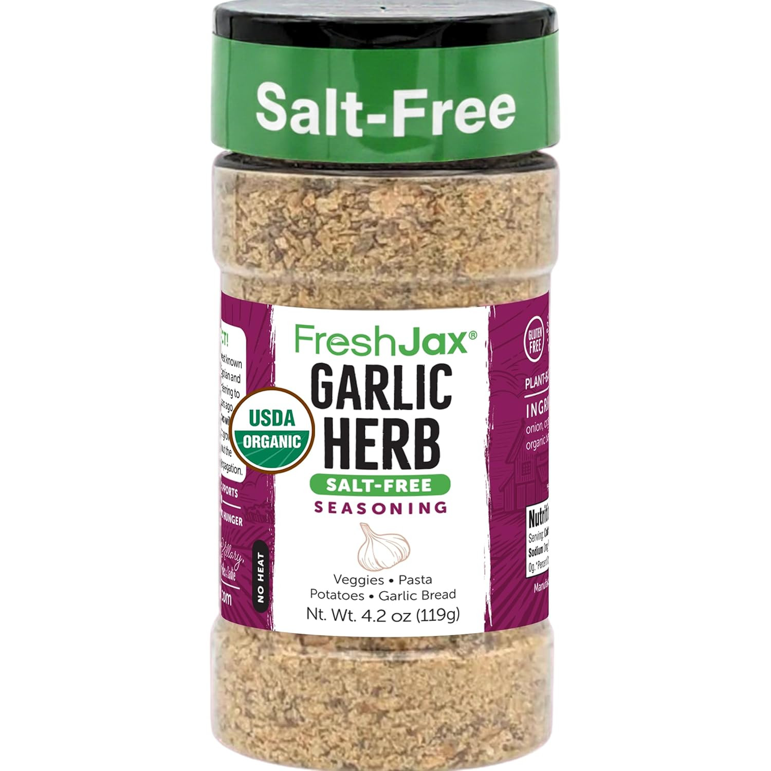 Freshjax Salt-Free Garlic Herb Seasoning (4.2 Oz) All-Purpose Garlic Herb Blend.