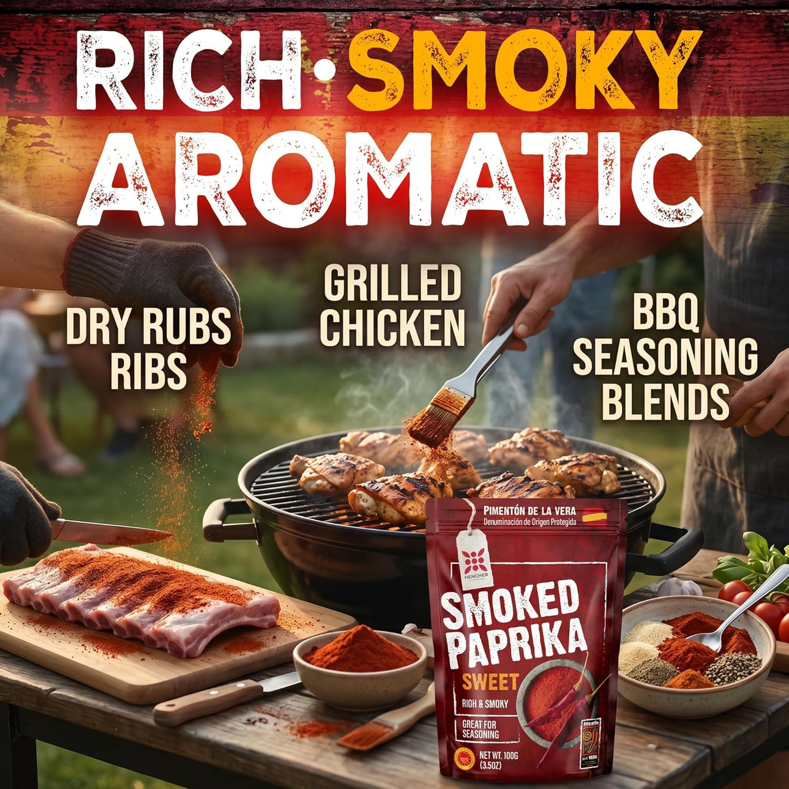 Premium Sweet Smoked Paprika from Spain Oak Wood Smoked 3.5 oz Mild Rich Flavor
