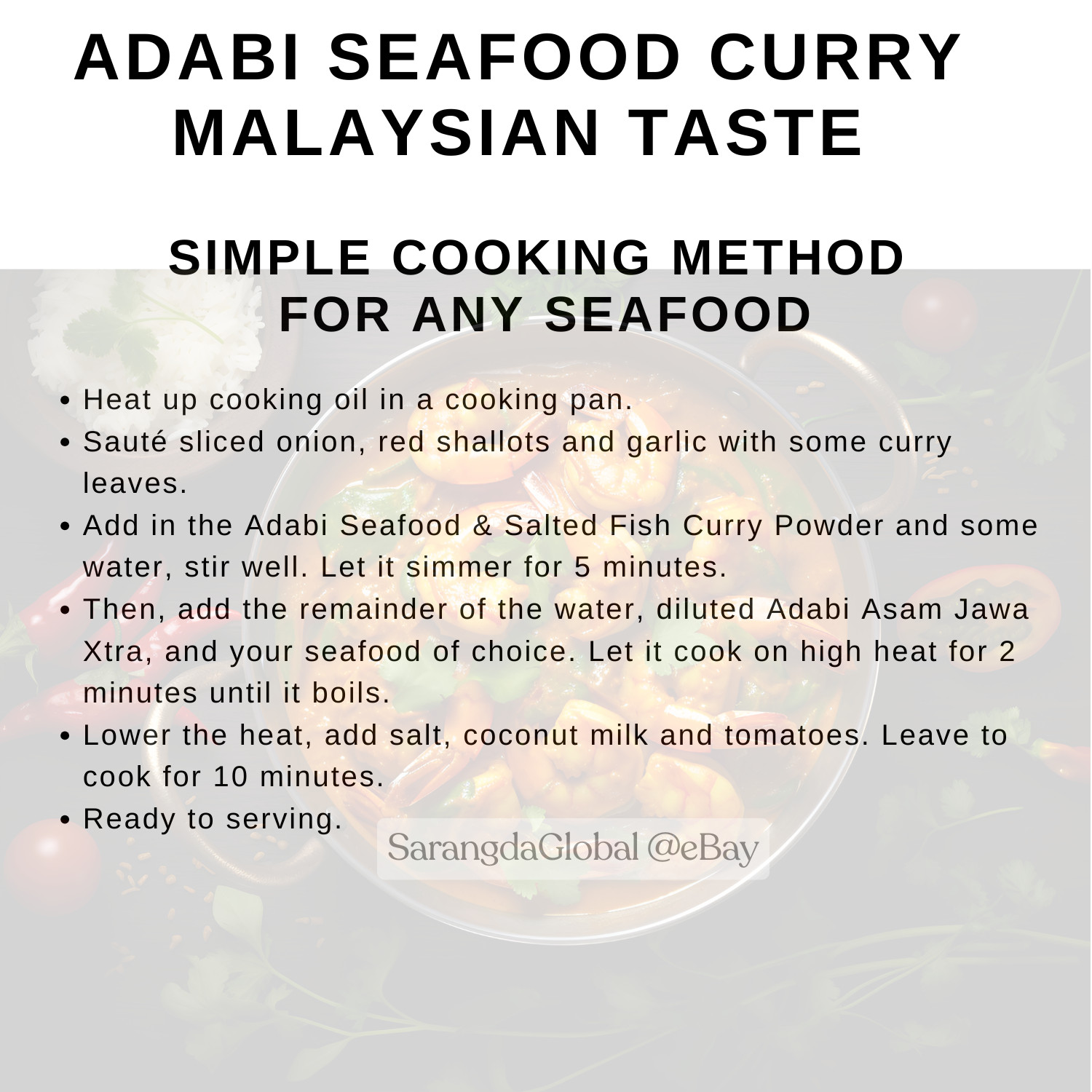 Adabi Shrimp, Crab and Salted Fish Saefood Curry Powder 24 gm x 10 packs