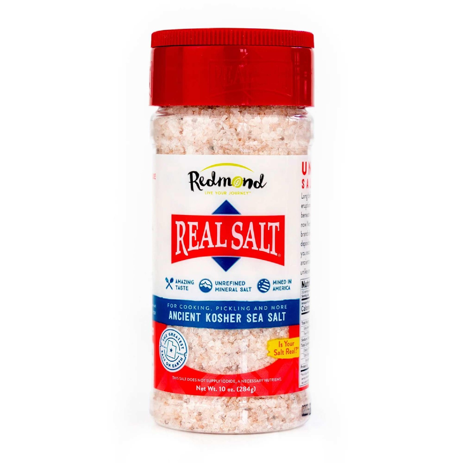 Redmond Real Sea Salt – Natural Unrefined Gluten Free Kosher, 10 Ounce Shaker