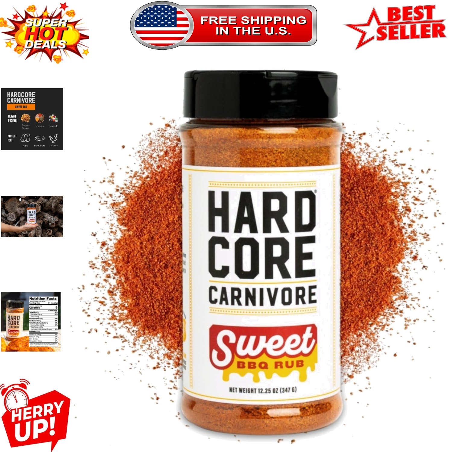 Gourmet Sweet BBQ Rub – Gluten-Free 12.25 oz Shaker for Flawless Outdoor Cooking