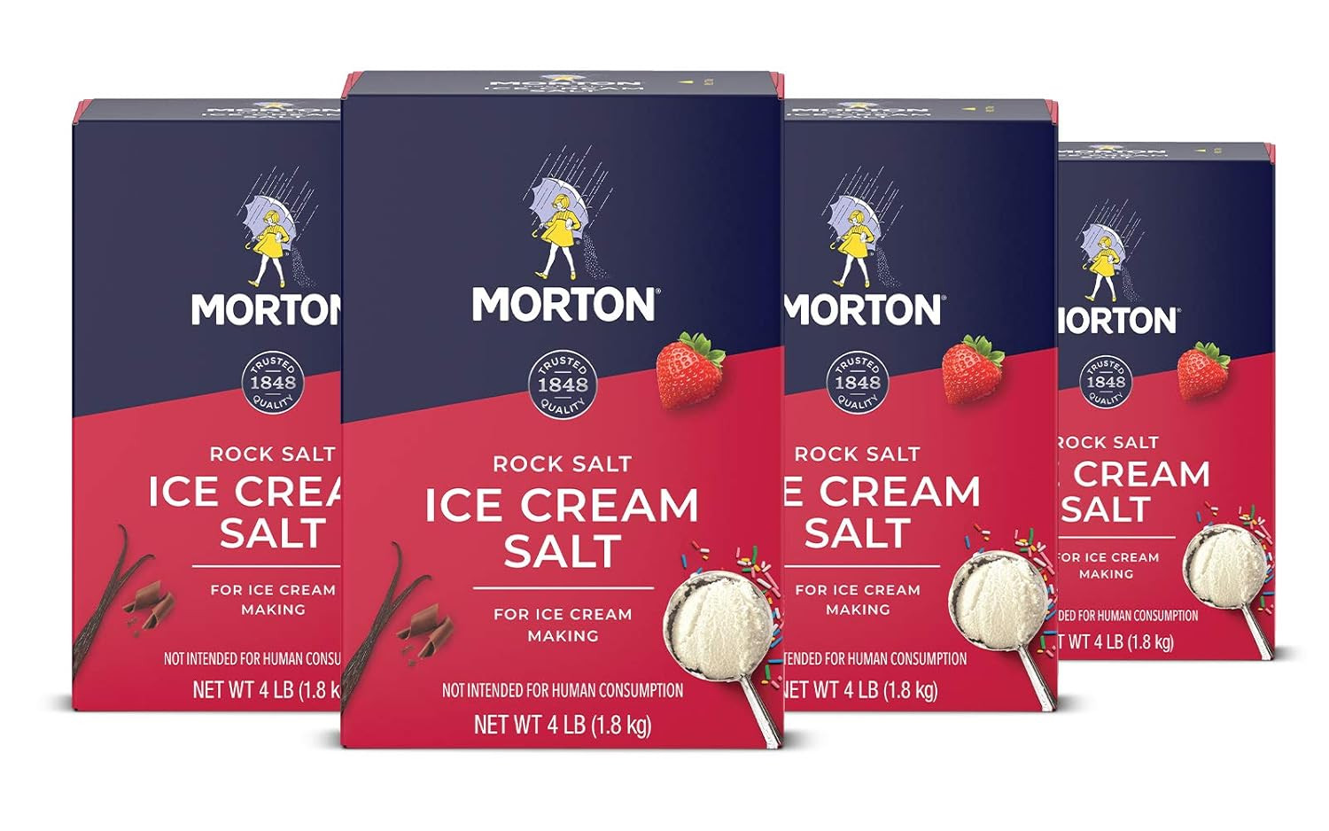 Morton Ice Cream Salt, Rock Salt, (4 Lb), 4-Pack – Ideal for Making Ice Cream