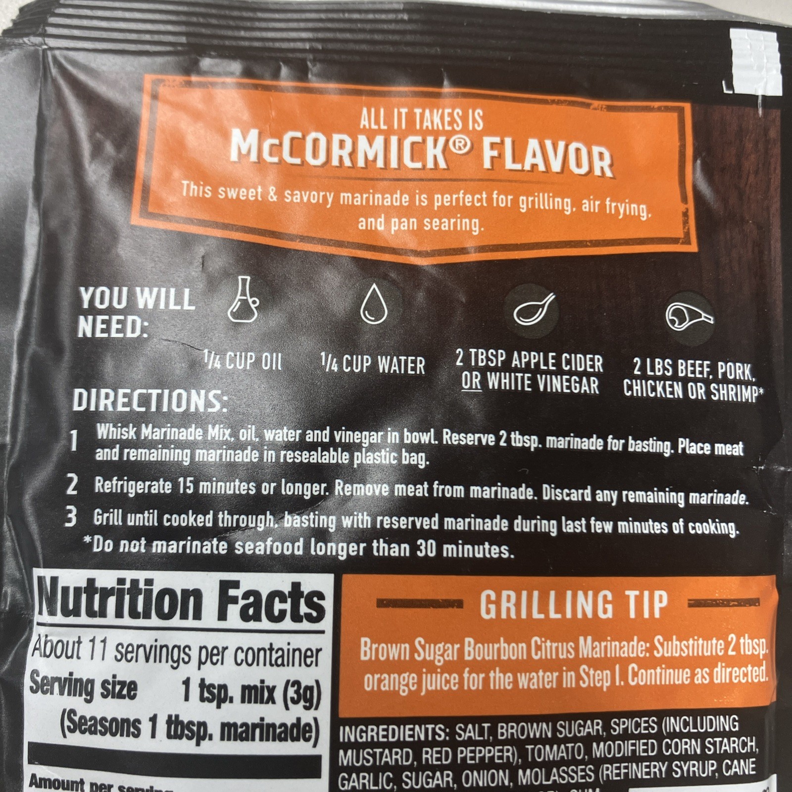 Lot of 10 McCormick Grill Mates Marinade Mix Brown Sugar Bourbon 1.25 oz 1/4/28