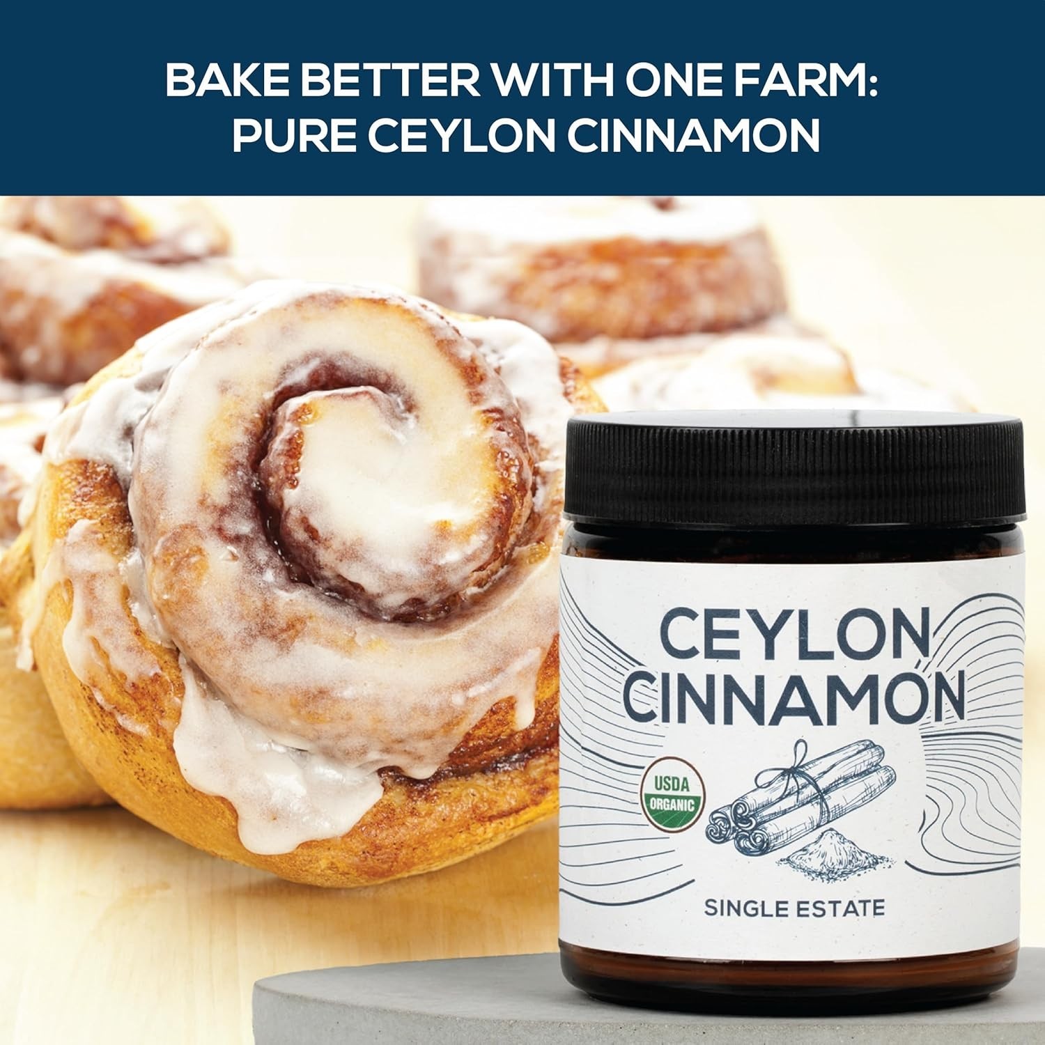 Organic Ceylon Cinnamon – 3.88 oz Freshly Ground Spice in Resealable Jar