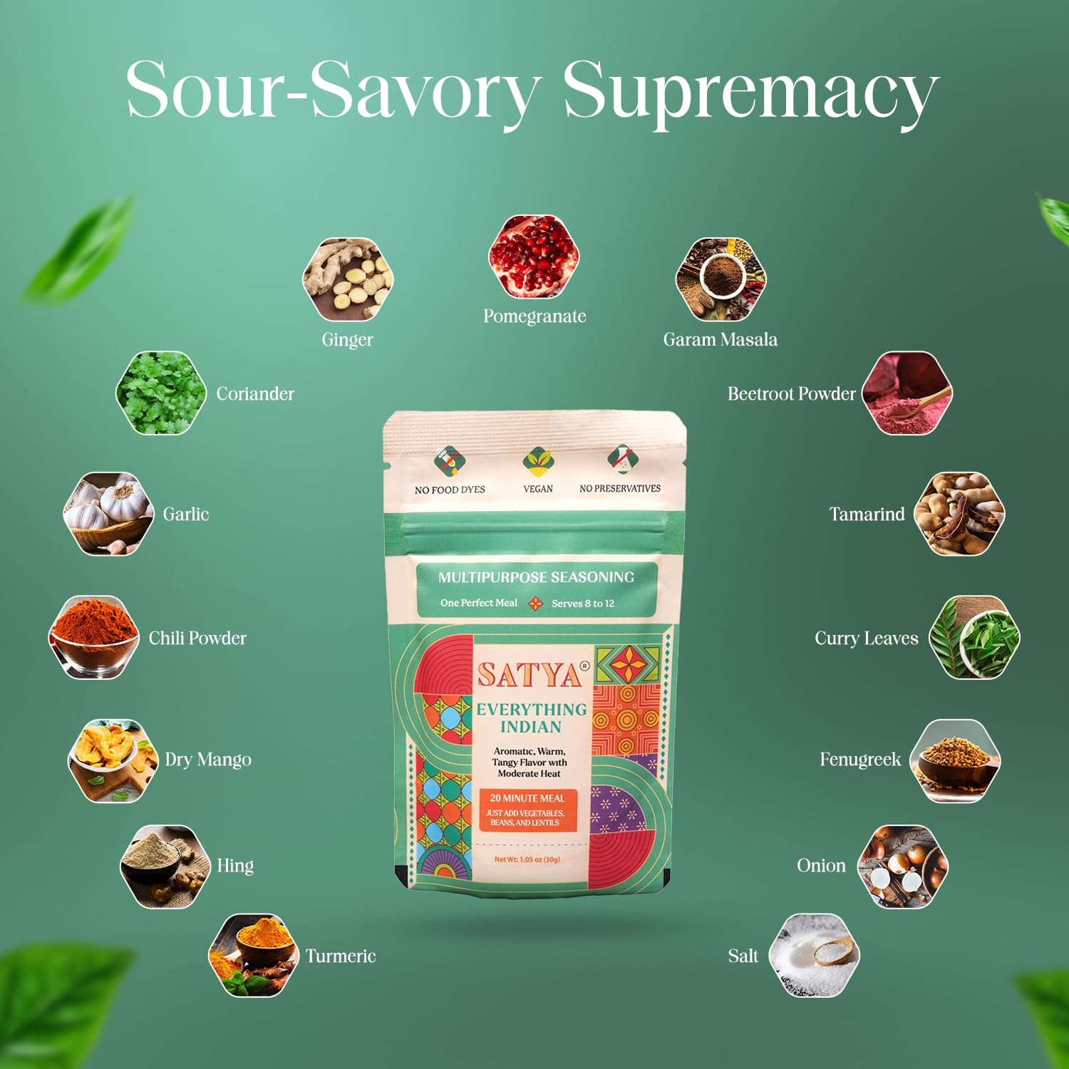 Satya Everything Indian Masala Mix Multipurpose Seasoning Powder– 1.05 oz Sac…