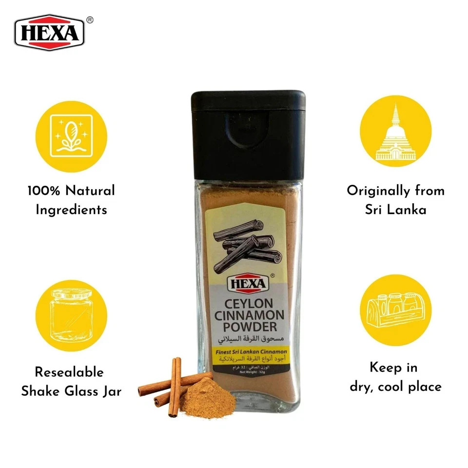 HEXA Sri Lanka Ceylon Cinnamon Powder 32gm Serbuk Kayu Manis Glass Jar