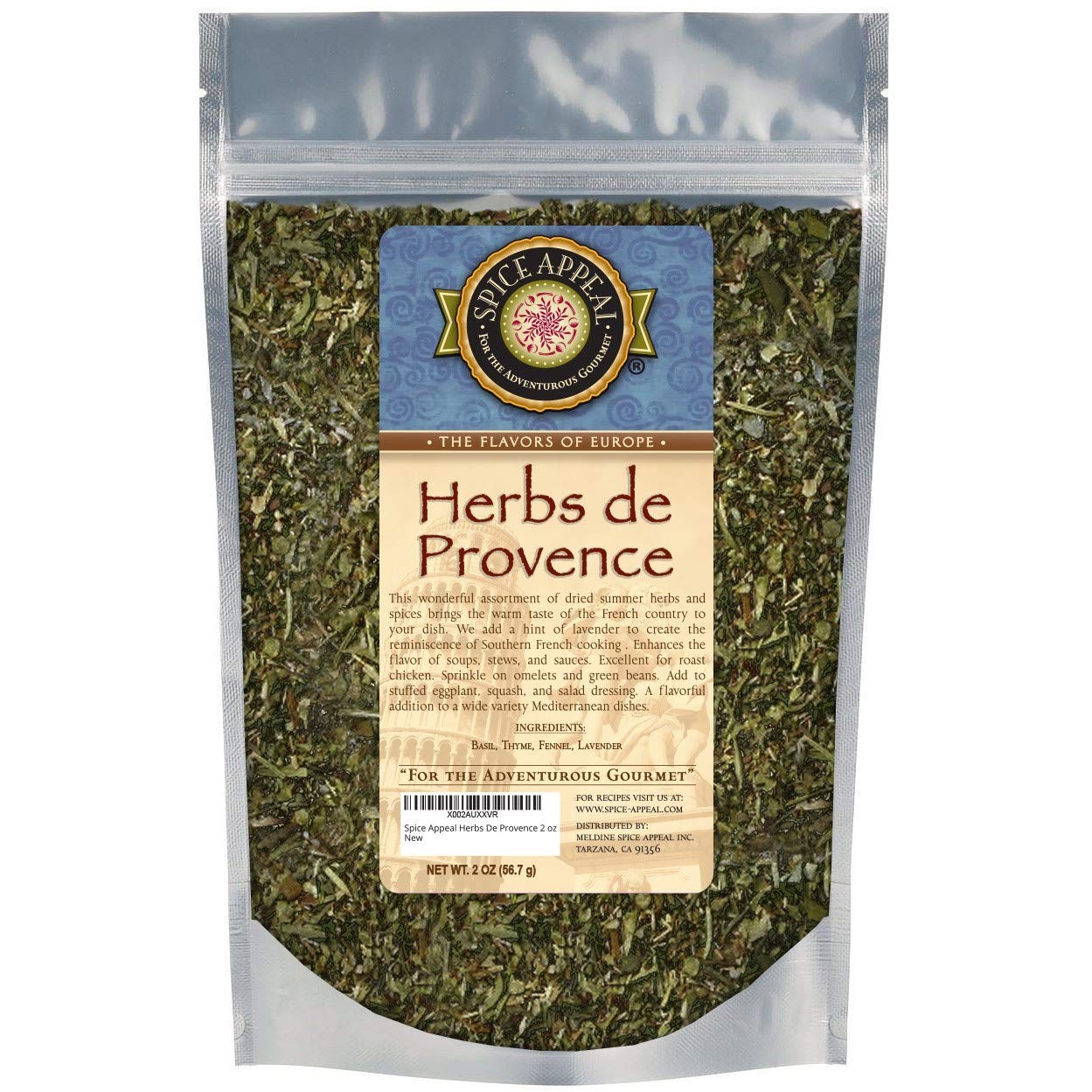 Herbs de Provence French Cooking Blend Salt Free Seasoning Mix Pouch 2oz