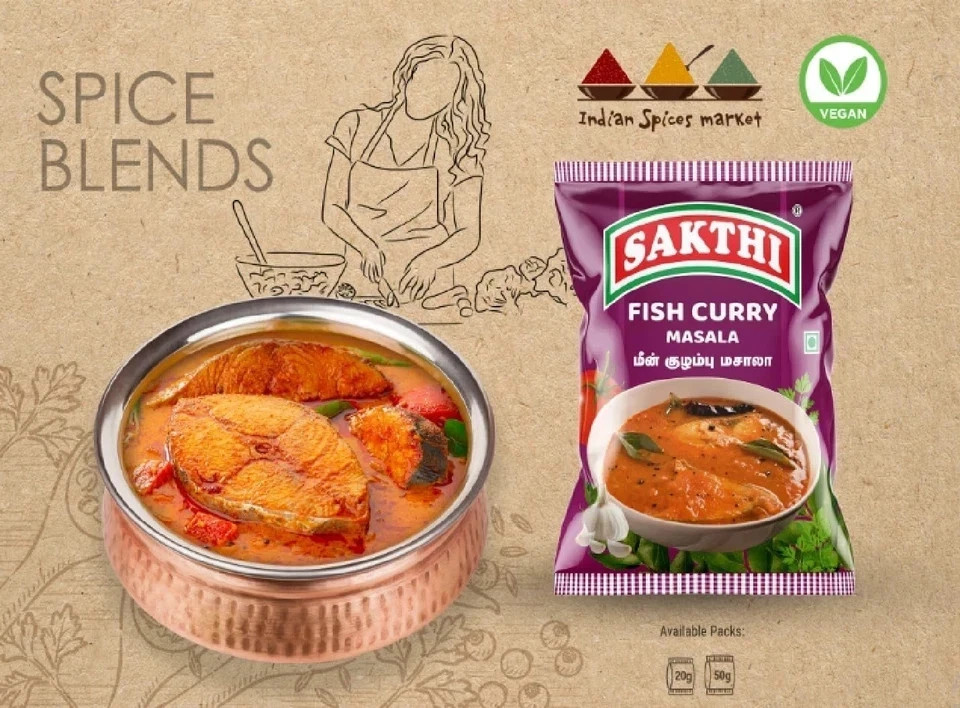 SAKTHI Fish Curry Masala 50 g | Pack of 6 | Total 300G free shipping world wide