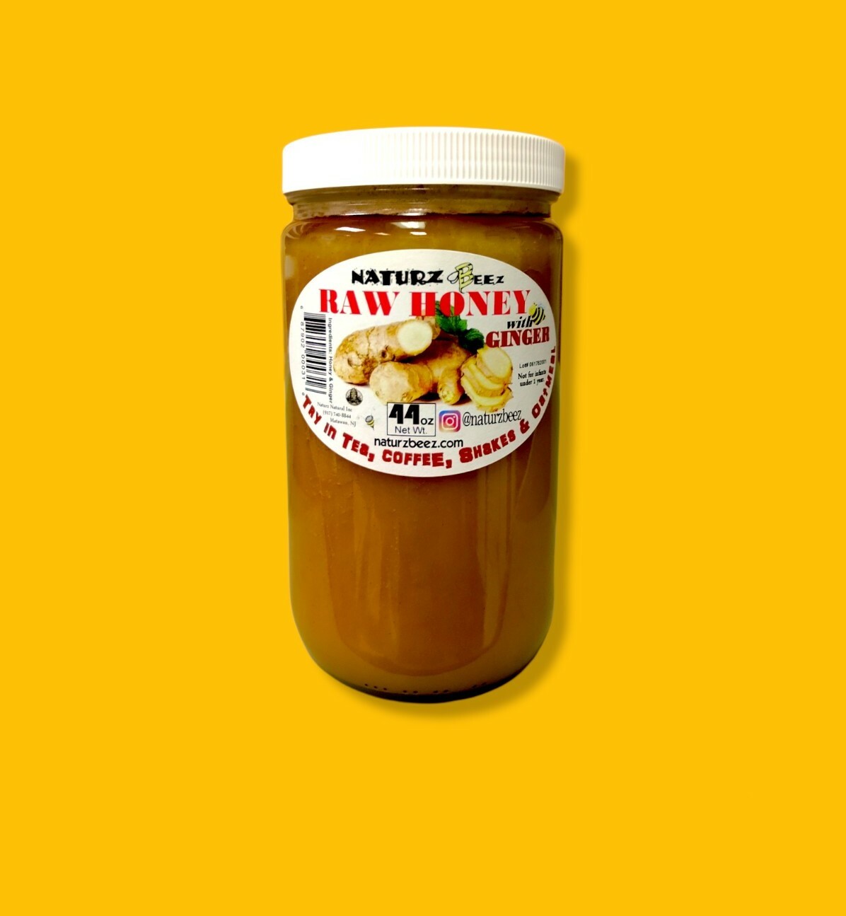 RAW HONEY with GINGER 44oz 100% PURE RAW UNFILTERED USA HONEY