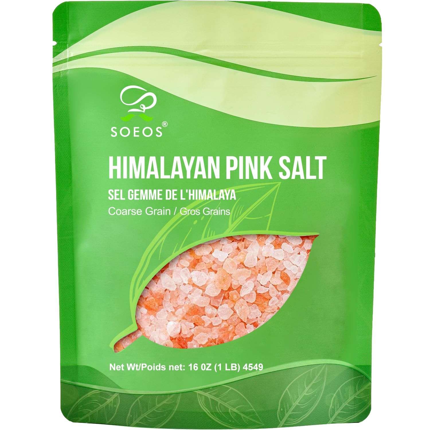 Soeos Himalayan Pink Salt, Coarse Grain, 16 Oz (1 16 Ounce (Pack of 1)