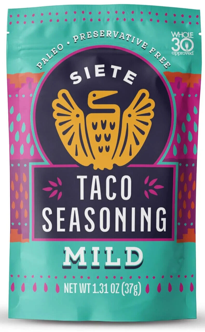 Siete Mild Taco Seasoning Vegan Gluten Free Grain Free Paleo 1.31 oz. Packet