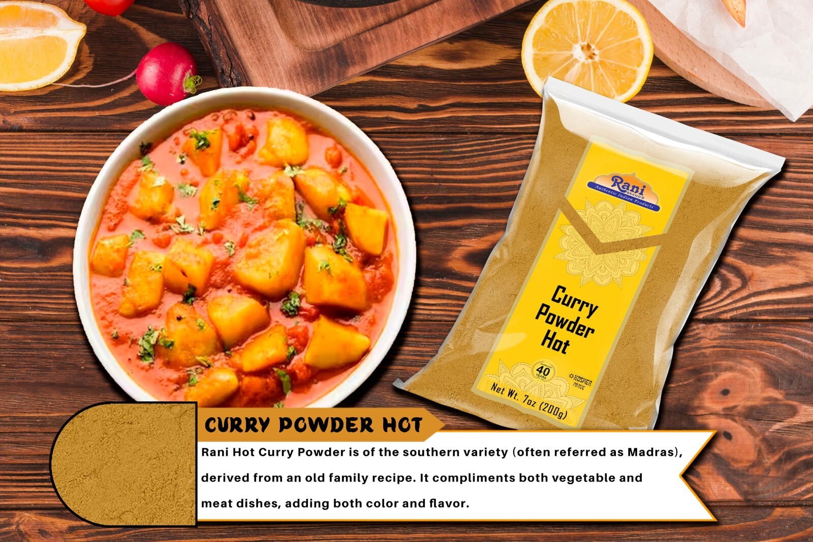 Rani Curry Powder Hot Natural 11-Spice Blend 100g (3.5oz)