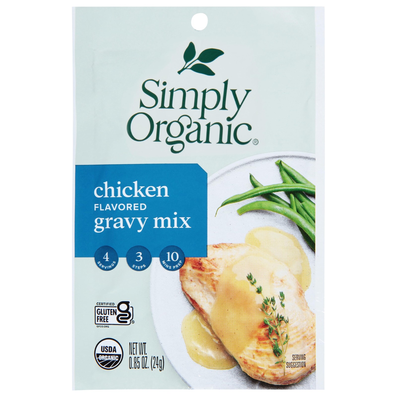 Simply Organic Chicken Gravy Mix Gluten Free Certified Organic 0.85 Oz Sachet