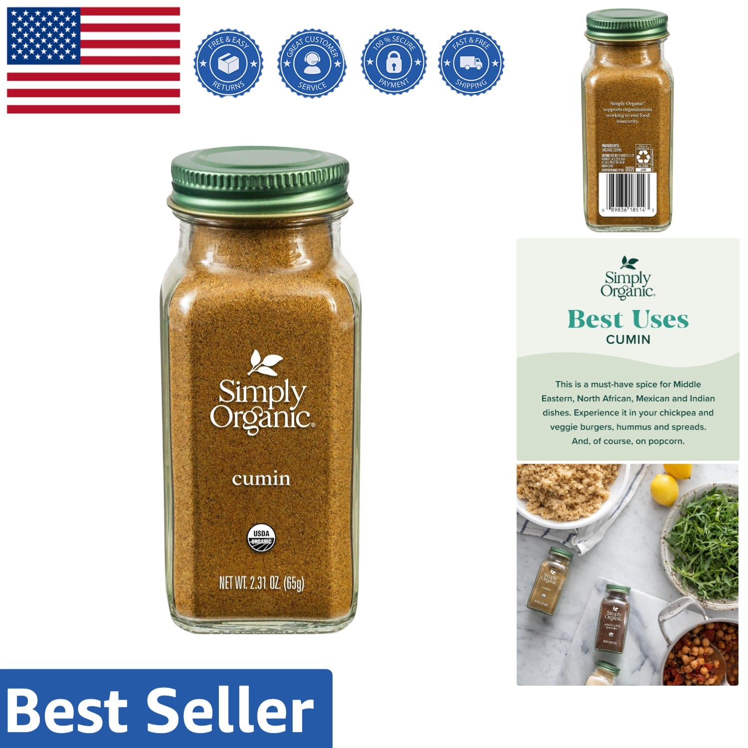 Rich and Earthy Organic Ground Cumin, 2.31 Oz – Perfect for Spicing Dishes