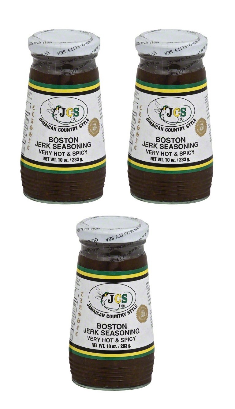 3-Pack JCS Jamaican Boston Jerk Seasoning 10 oz – Very Hot and Spicy Authentic