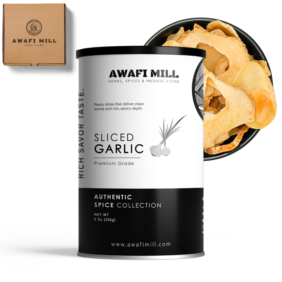 AWAFI MILL Dried Garlic Slices (Dehydrated Garlic Flakes) – 250 g | 9 Oz