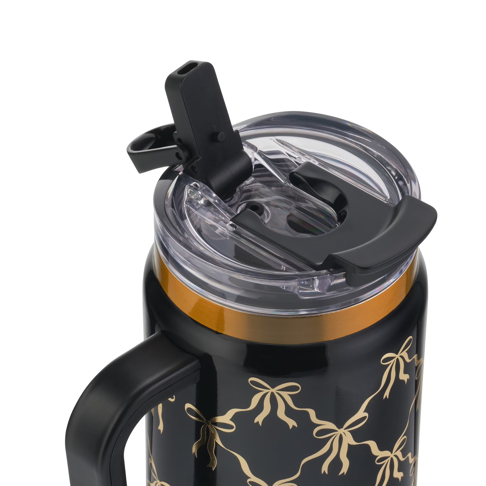 Thyme & Table 32oz Stainless Steel Luna Tumbler with Handle and Dual Straw Lid,