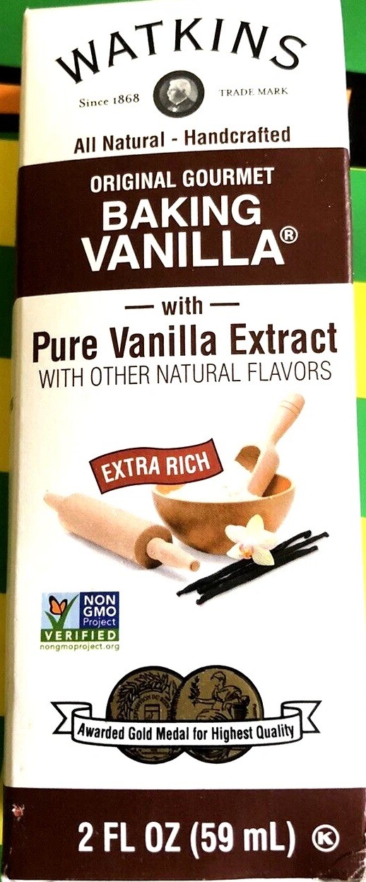 two bottles of kosher Natural WATKINS Pure BAKING VANILLA Extract 2 fl oz each