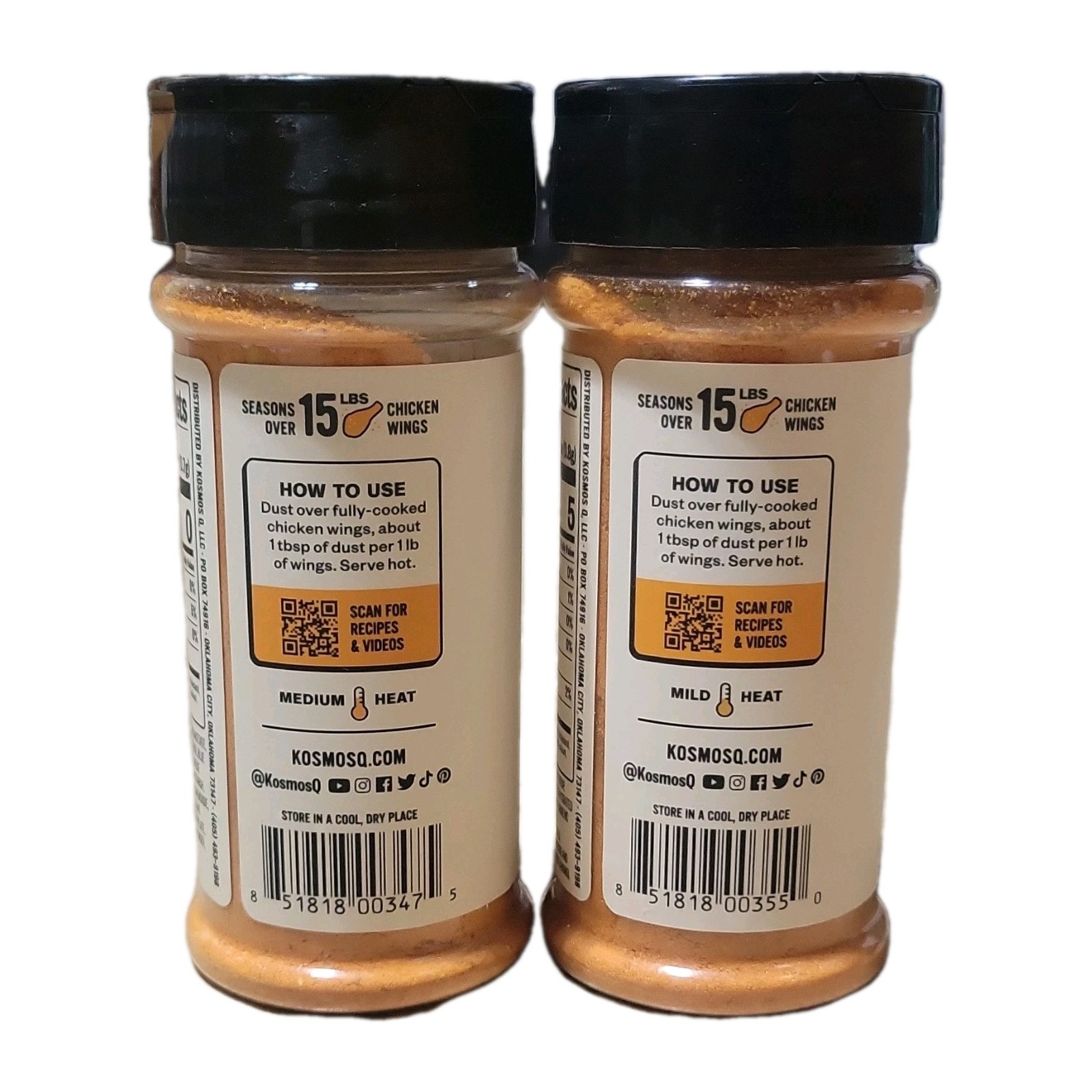 Kosmos Q Competition BBQ Wing Dust Seasoning Buffalo 4.6 OZ & Honey BBQ 5.5 OZ