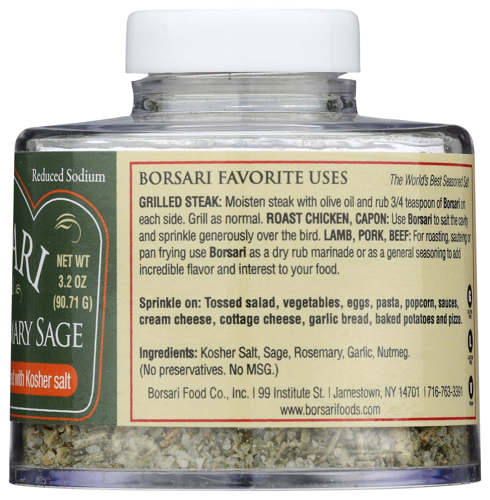 Borsari Salt Seasoning Rosemary Sage Tuscan 3.2 Ounce